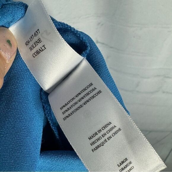 NEW Rails cobalt blue silky satin open tie back Solene midi dress size large - Picture 6 of 9